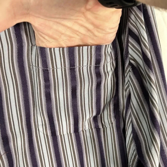 Tommy Bahama Dress Shirt Men's Medium Purple Striped 100% Silk Button Up - Picture 6 of 13